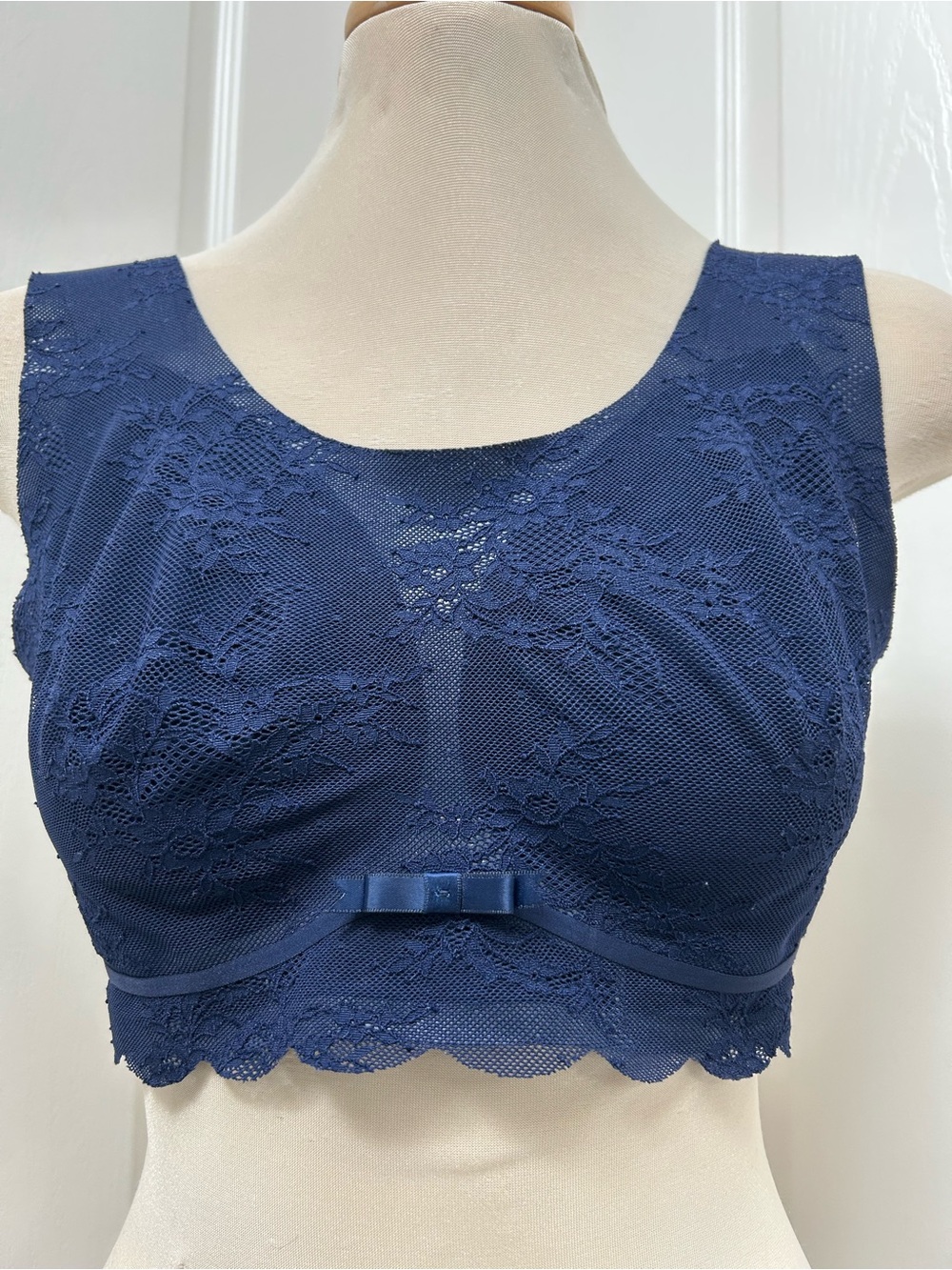 Anita Navy Lace Wireless Bralette with Bow Detail